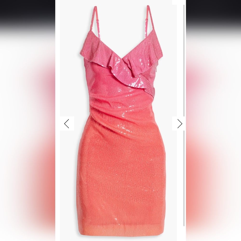 NWT DEREK LAM 10 CROSBY Pink & Orange Ombre Sequined Dress